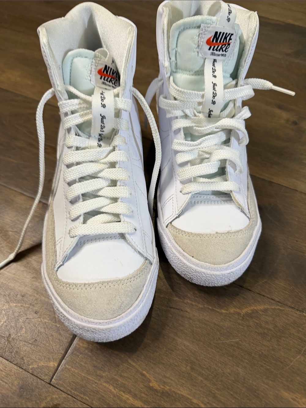 Nike Women’s White and Beige High-Top Sneakers